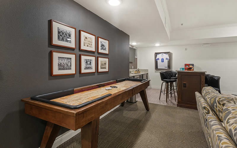 shuffleboard table in clubhouse